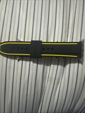 Apple Watch Black Silicone Watch Band with Yellow Accents 38/40mm